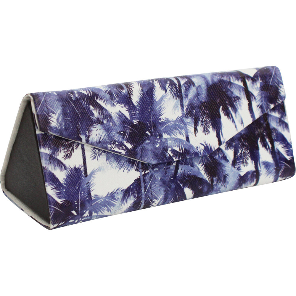 2PK LVD Navy Palm PU/Cardboard 16cm Eye-Glasses Case Triangle
