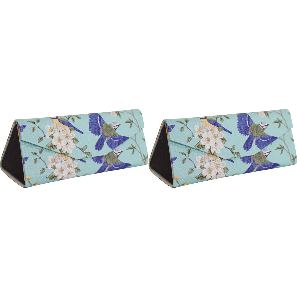 2PK LVD Blue Birds PU/Cardboard 16cm Eye-Glasses Case Triangle