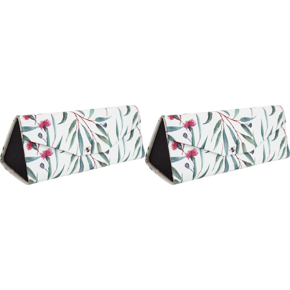 2PK LVD Gum Leaves PU/Cardboard 16cm Eye-Glasses Storage Case Triangle