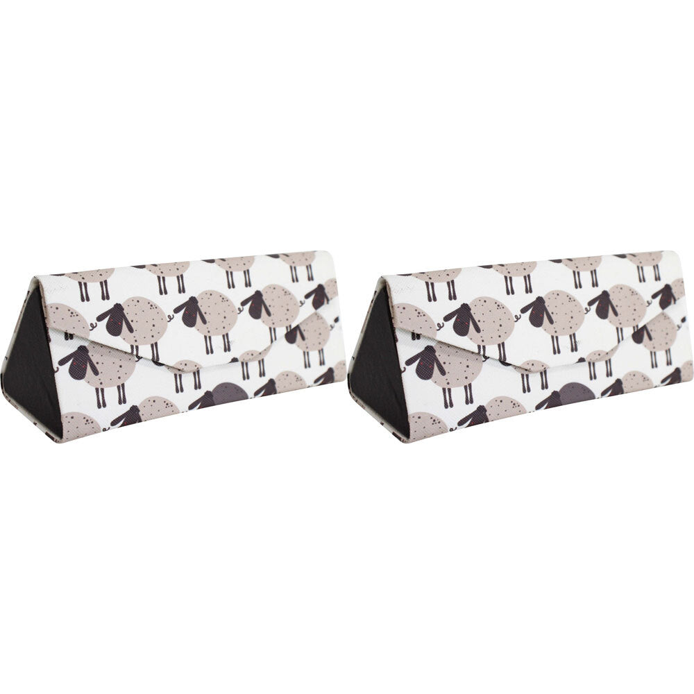 2PK LVD Sheep PU/Cardboard 16cm Eye-Glasses Storage Case Triangle