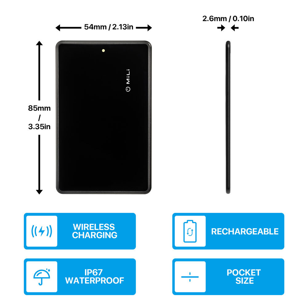 MiLi MiCard Rechargeable Anti-Loss Wallet Card Black