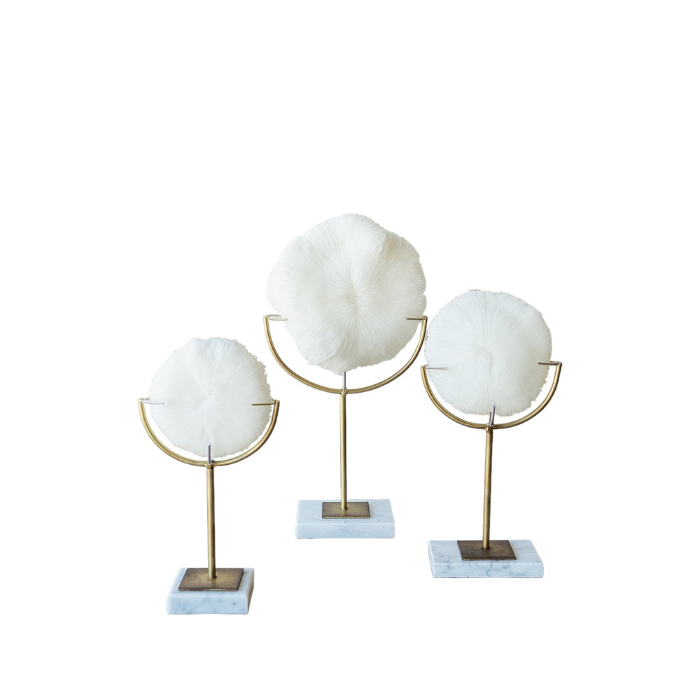 Darlin Resin/Metal Bloom Faux Coral on Stand White/Gold