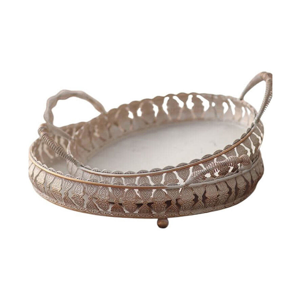 2pc Darlin Metal Jalna Filigree Table Trays Home Decors Off-white