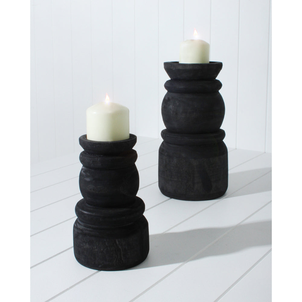 Maine & Crawford Kadek 30cm Wood Taper Stick Candle Holder - Black Wood