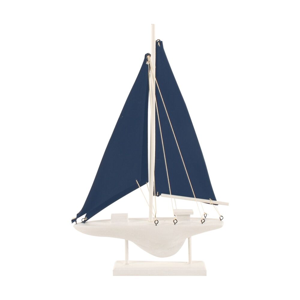 Maine & Crawford Hobbard 54x32cm Wood Sailing Boat - Blue/White