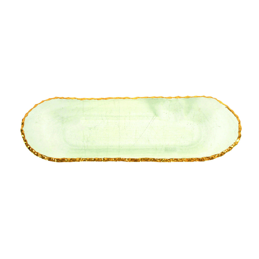 Maine & Crawford Manley 35cm Gold Foil Edge Glass Oval Plate - Clear