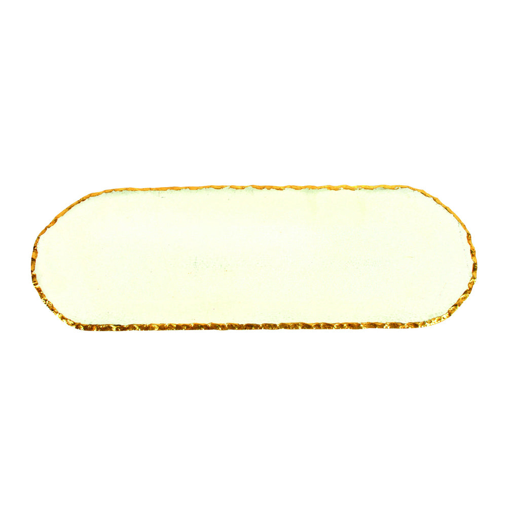 Maine & Crawford Manley 43cm Gold Foil Edge Glass Oval Plate - Clear