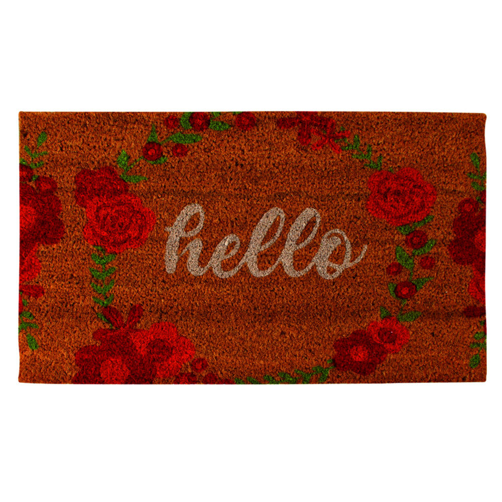 Maine & Crawford 70x40cm Hello Floral Coir Premium Doormat