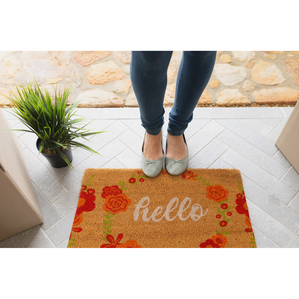 Maine & Crawford 70x40cm Hello Floral Coir Premium Doormat