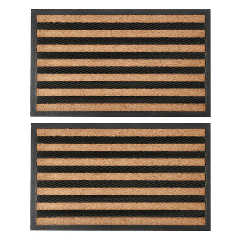 2PK Maine And Crawford Heavy Duty Rubber Mould Non Brush Doormat 75x45cm
