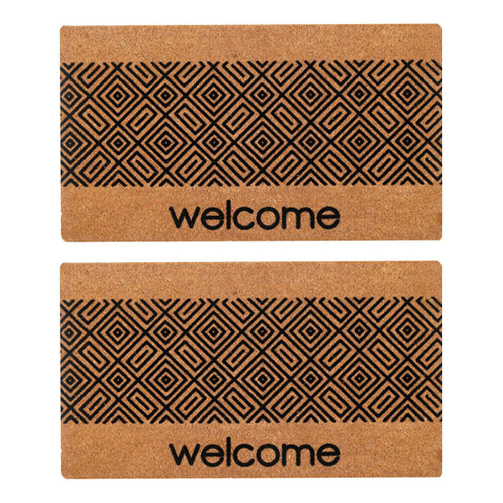 2PK Maine And Crawford Welcome Multi Square & Rectangle Design Doormat 70x40cm