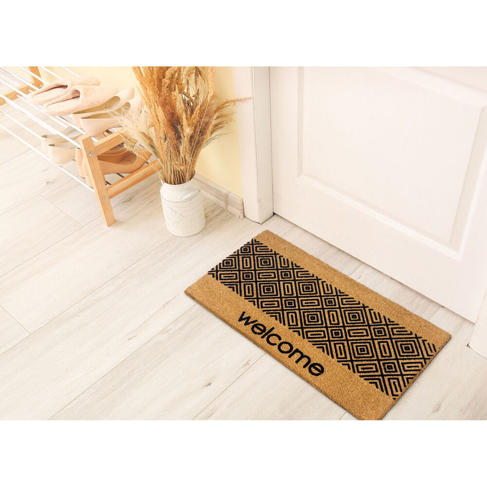 2PK Maine And Crawford Welcome Multi Square & Rectangle Design Doormat 70x40cm
