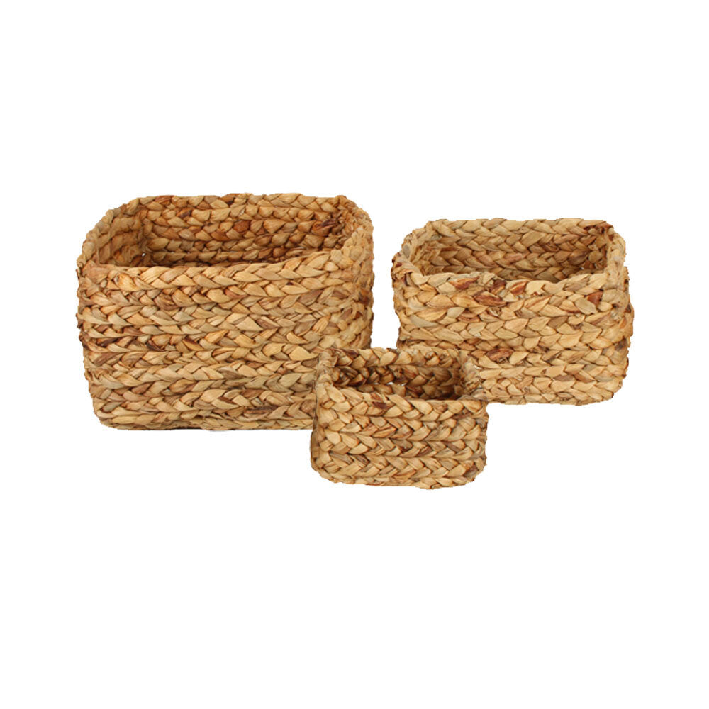 3pc Maine & Crawford Carlos 20/25/30cm Square Woven Storage Basket - Natural