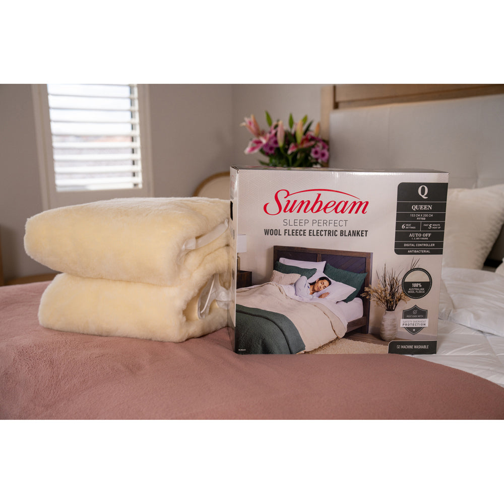 Sunbeam Fitted Electric Blanket Wool Fleece