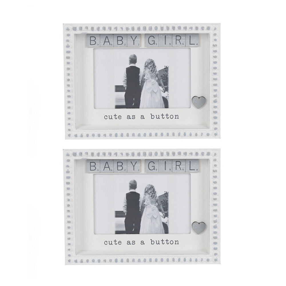 2PK Maine And Crawford White/Grey Girl Themed Photo Frame Holds 4x6 22x17x3cm