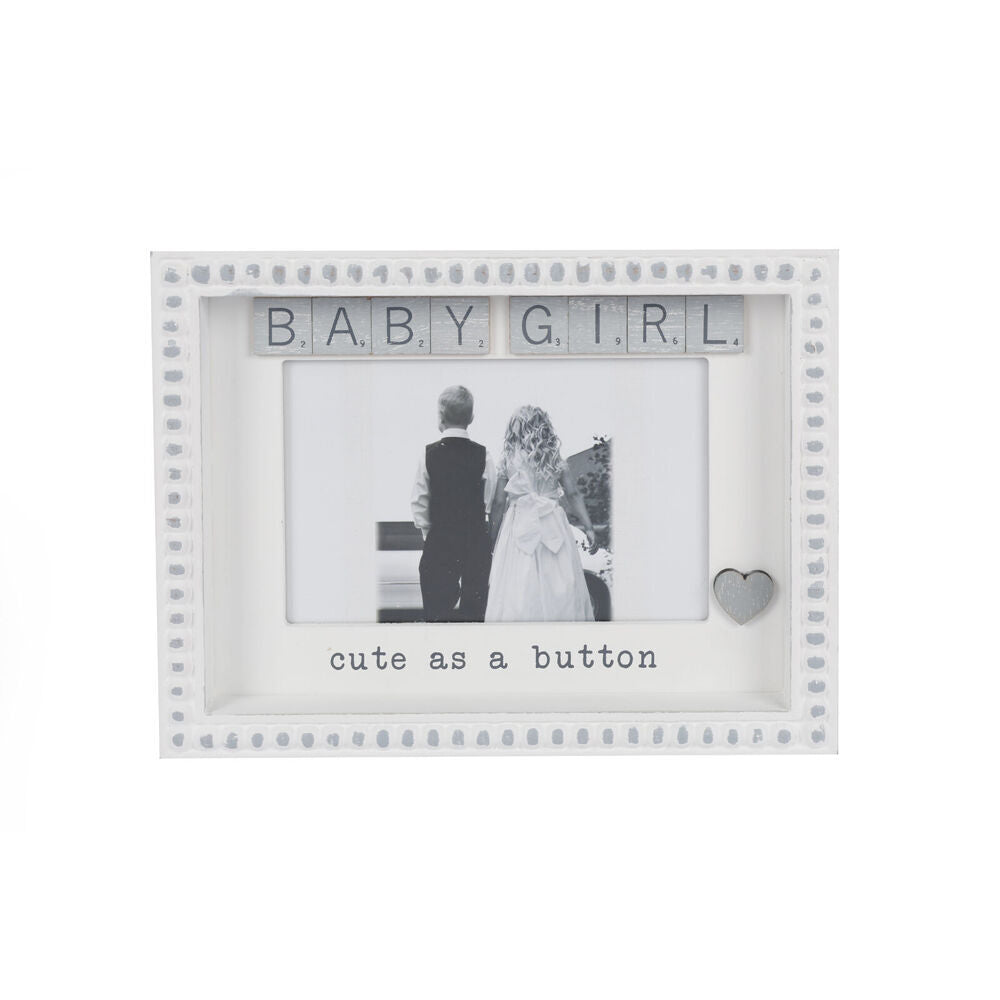 2PK Maine And Crawford White/Grey Girl Themed Photo Frame Holds 4x6 22x17x3cm