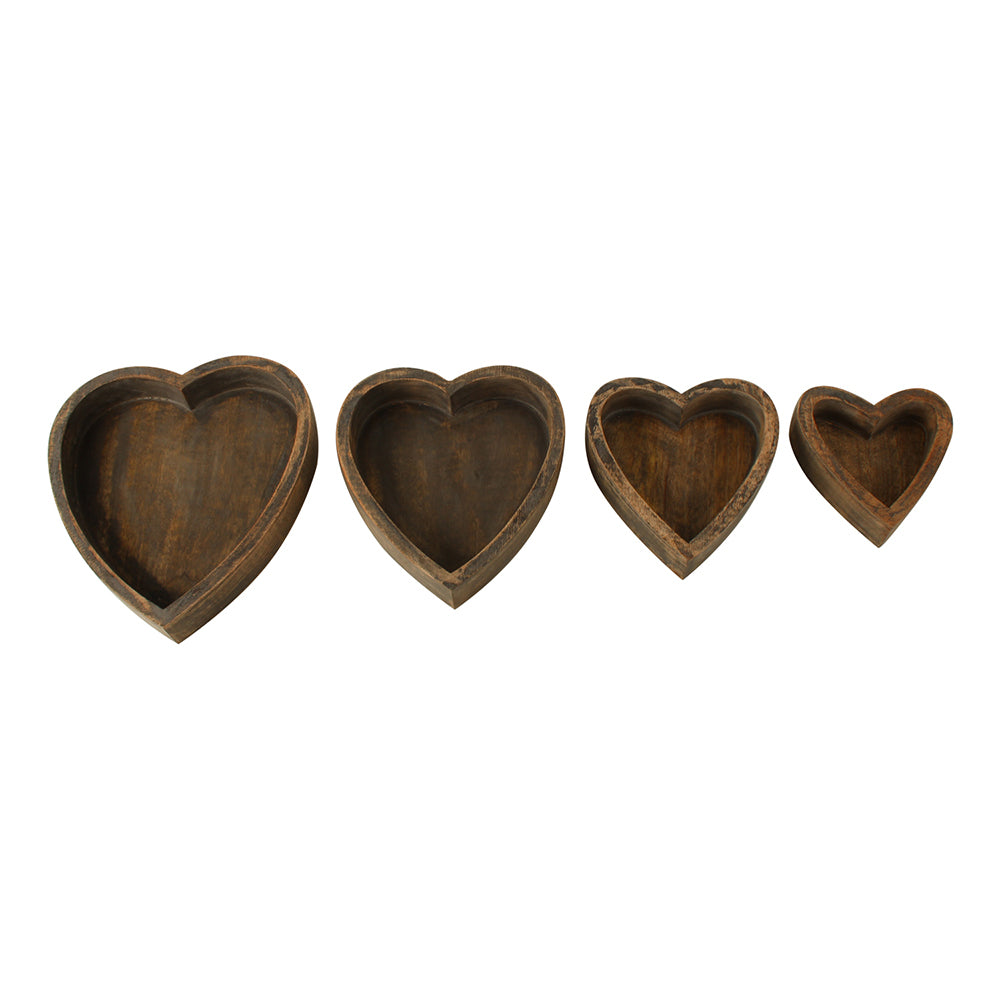 4pc Maine & Crawford 26cm Harmony Mango Wood Heart Box - Natural