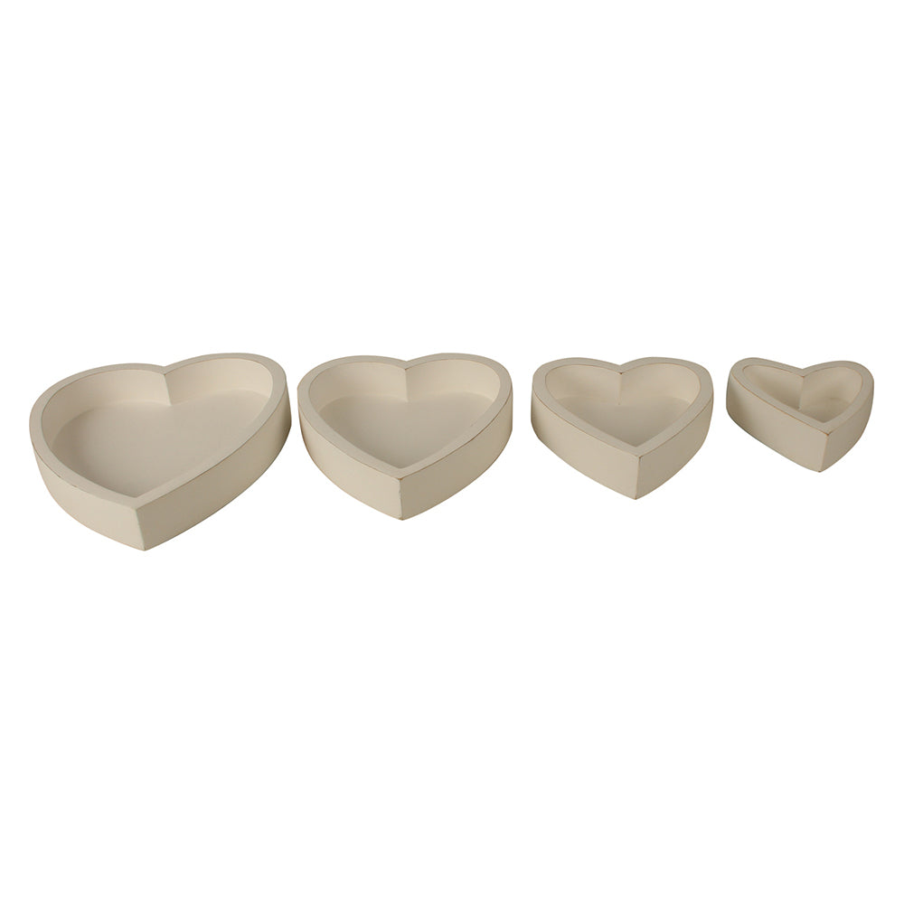 4pc Maine & Crawford 26cm Harmony Mango Wood Heart Box - White