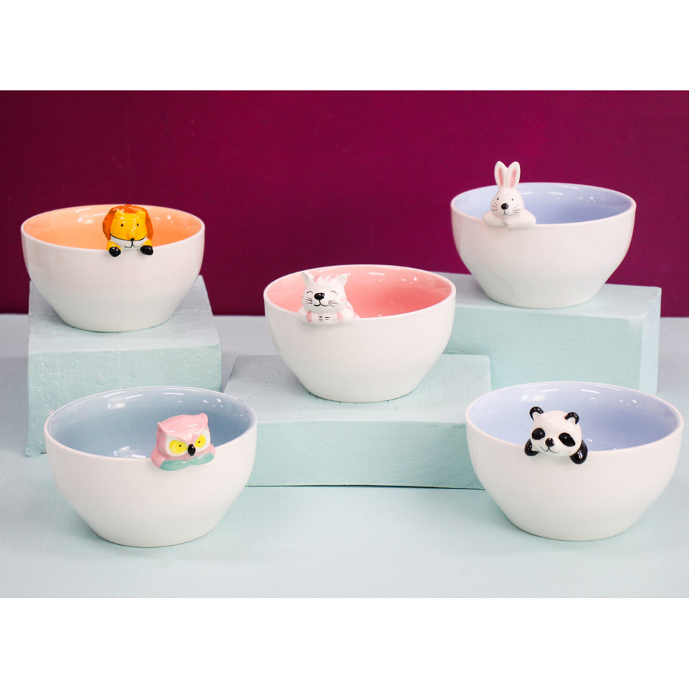 2PK LVD Porcelain 16cm Panda Serving Side Bowl Round - White