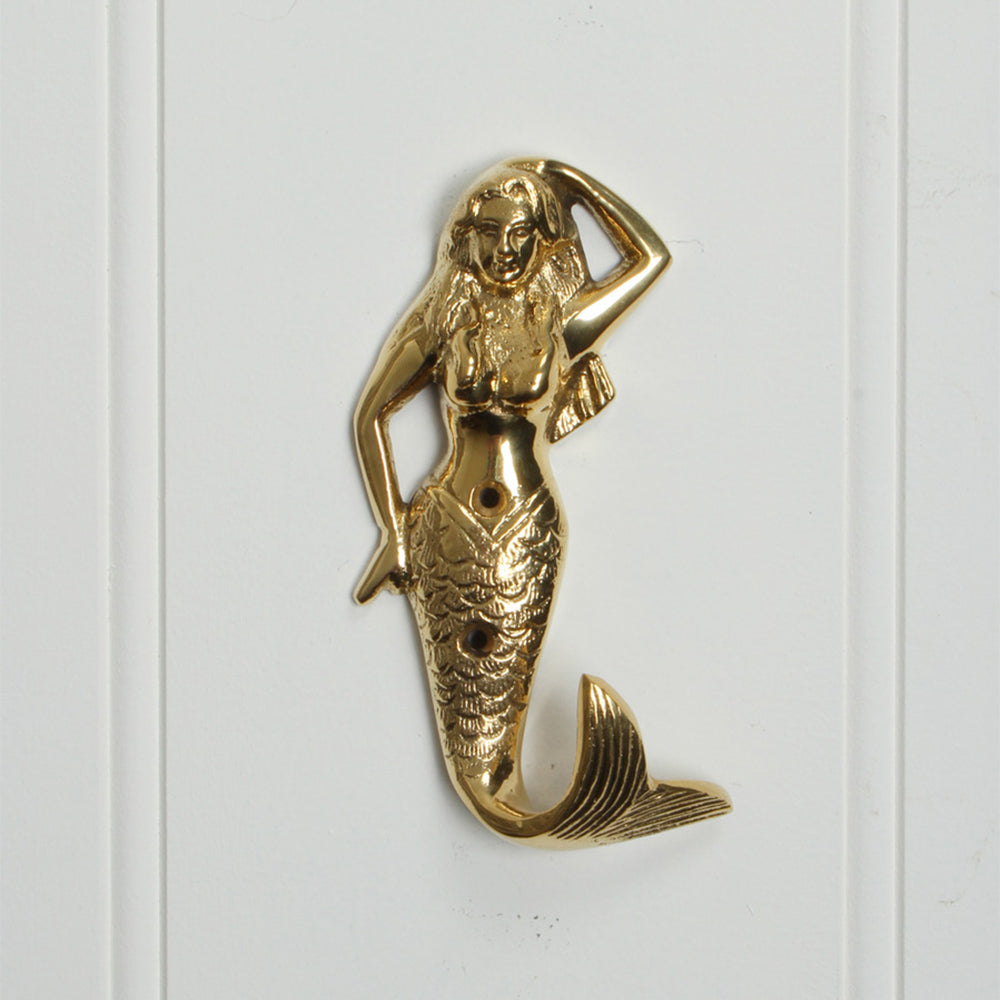 Maine & Crawford Belize 14x6cm Brass Mermaid Wall Hook