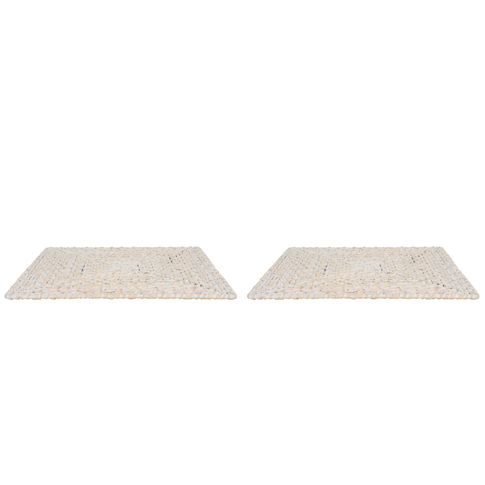 2PK Maine & Crawford Zahara 33cm Square Display Mat - White Wash