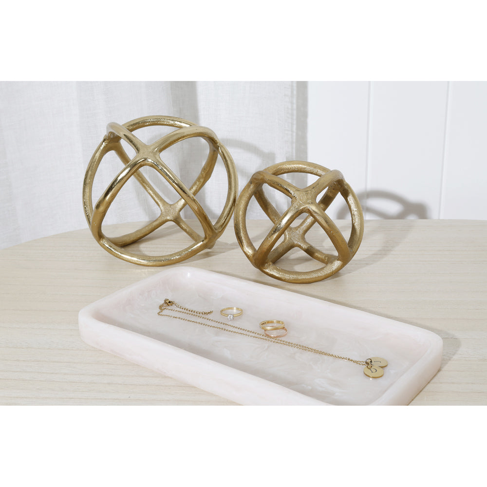 Maine & Crawford Seb 17cm Aluminium Gold Plated Sphere Decor - Brass