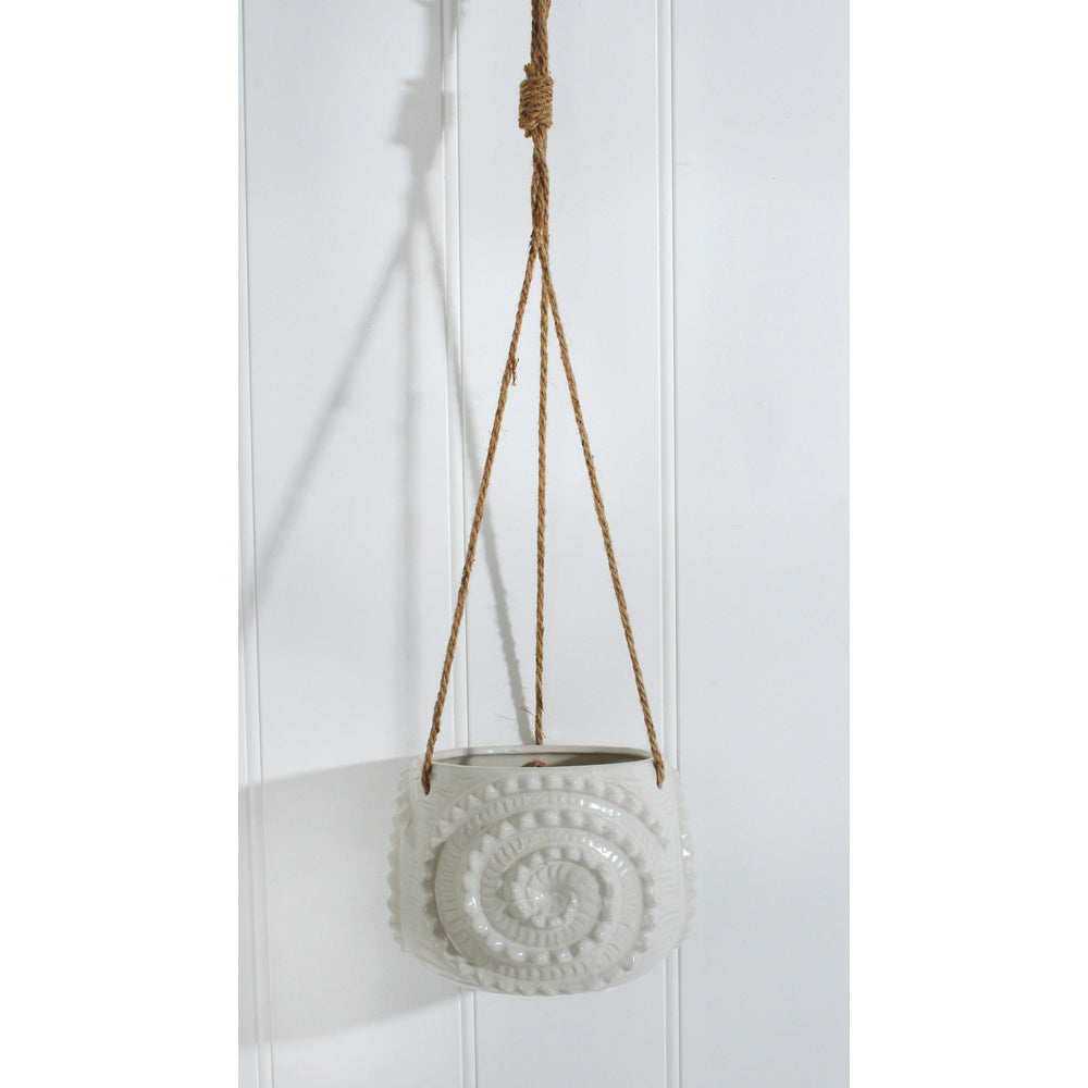 Maine & Crawford Danea 19x14cm Hanging Ceramic Shell Planter - White