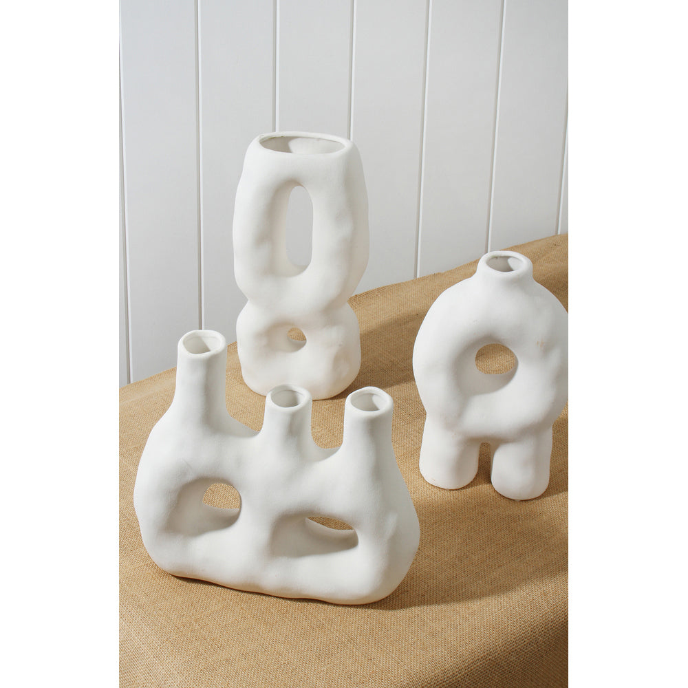 Maine & Crawford Baird 28x15cm Porcelain Duel Tubular Vase - White