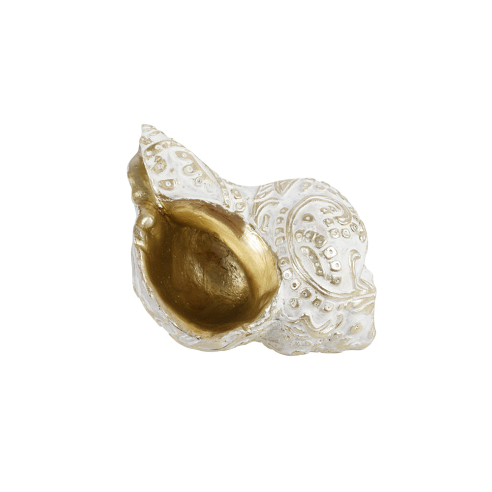 Maine & Crawford Onyx 12cm Resin Conch Statue - Gold/White