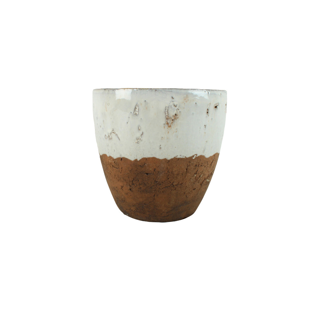 Maine & Crawford Zafer 18cm Terracotta Plant Pot Planter - Natural/White