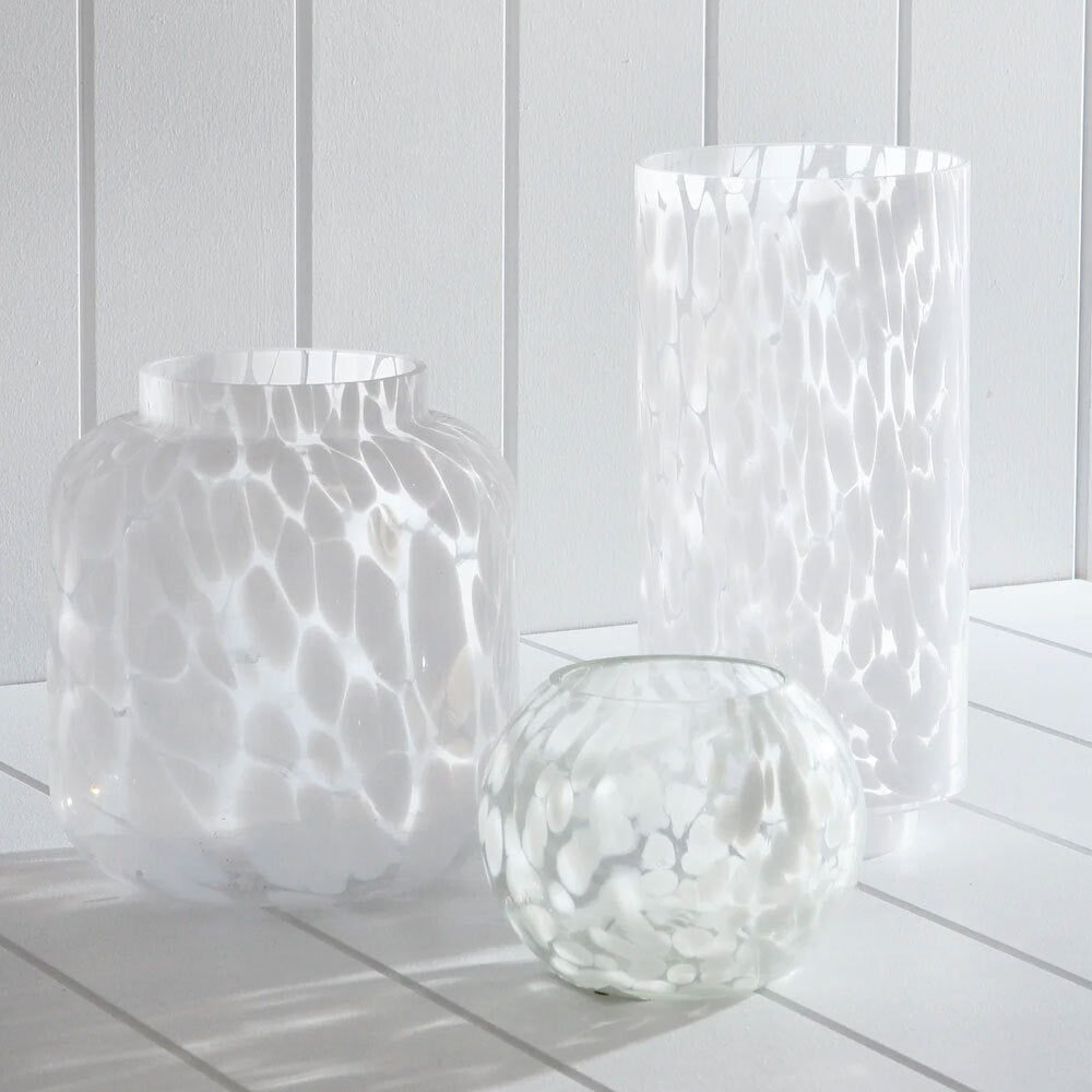 Maine & Crawford Mia Marble 18x17cm Glass Vase - White