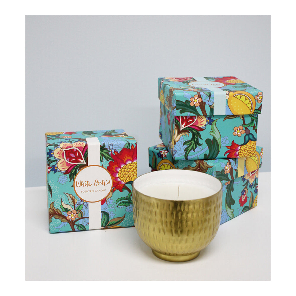 LVD Aluminiuim/Wax 11cm Scented Tealight Candle White Orchid - Gold