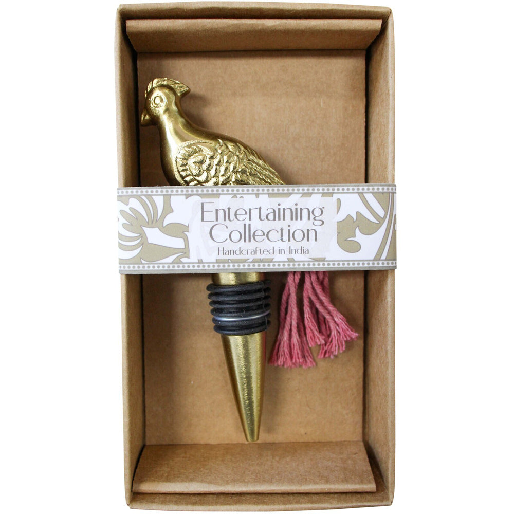 LVD Brass 12.5cm Bottle Stopper Bird Drink Cork - Gold