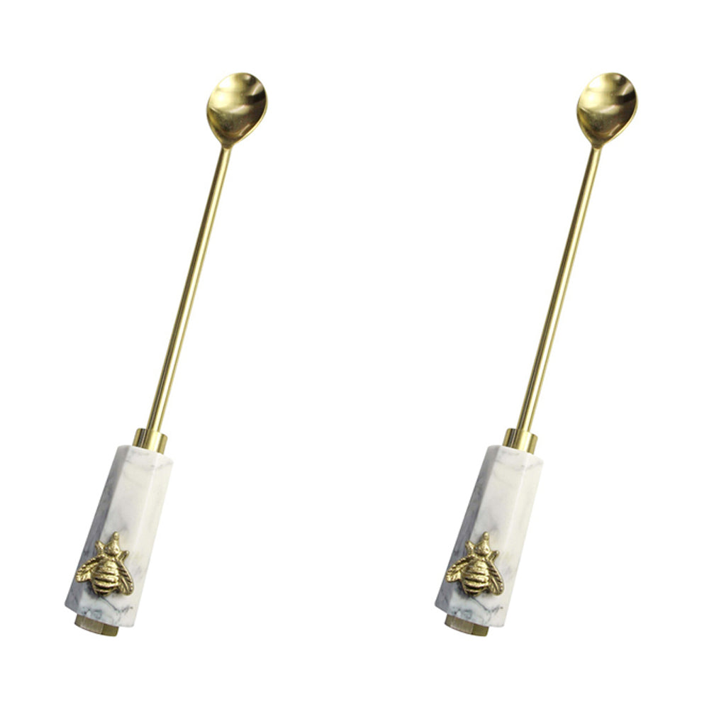 2PK LVD Stainless Steel Bee 26cm Long Mix Spoon - Gold/White