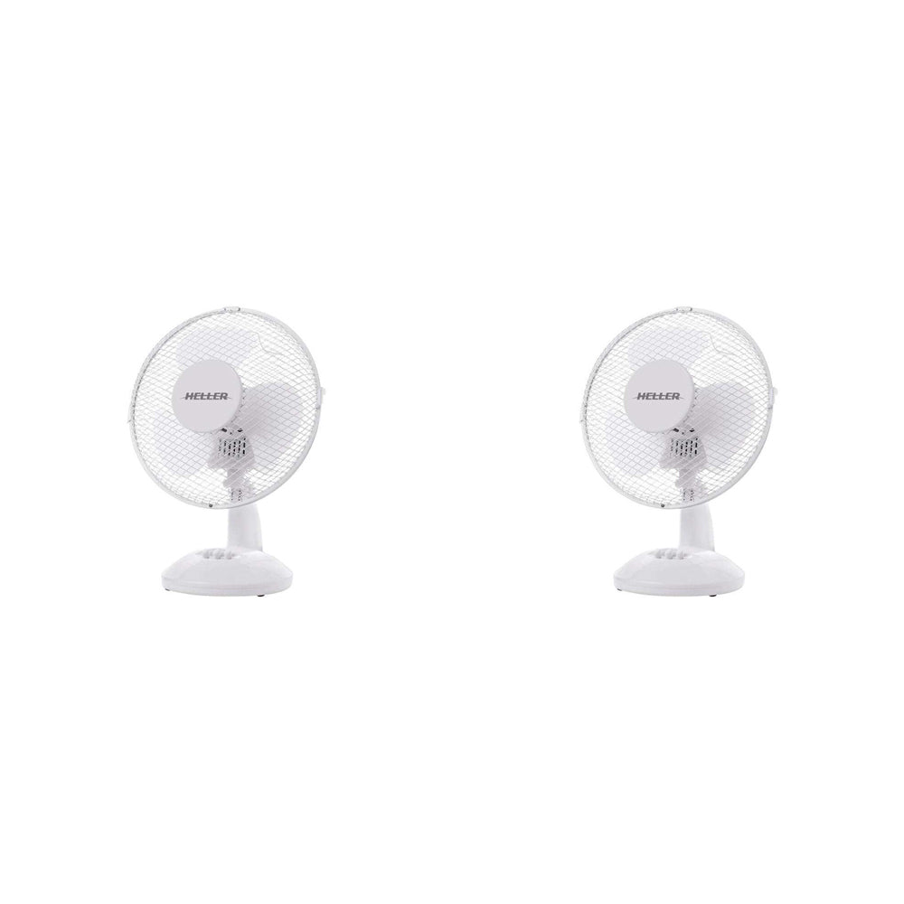 2PK Heller 23cm Compact Cooling Home/Office Desk Fan 20W - White