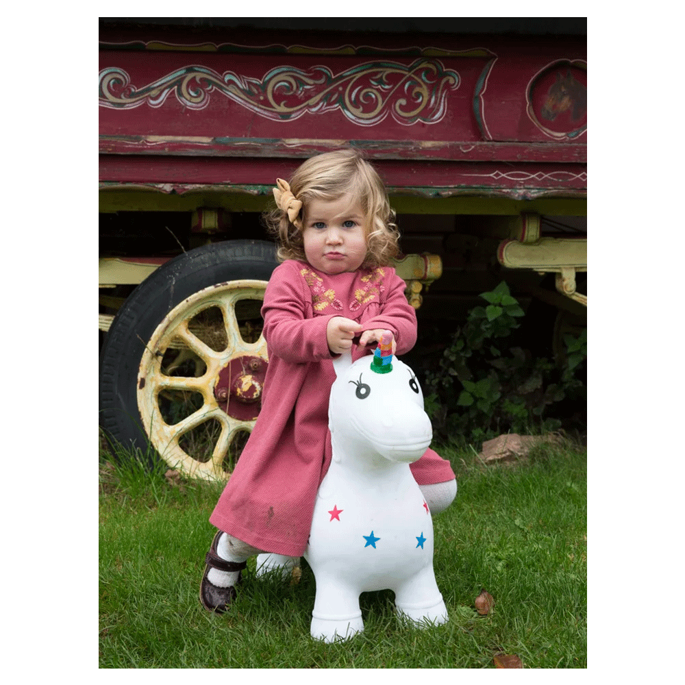 Happy Hopperz White Unicorn Kids/Childrens Bouncer Playtime Toy 12m+
