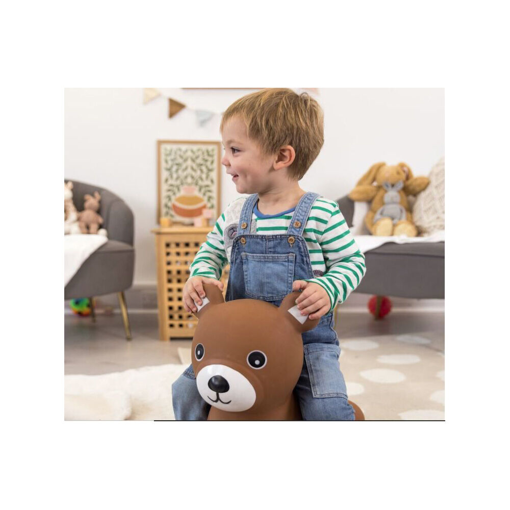 Happy Hopperz Teddy Bear Kids Ride-On Bouncy Toy - Brown 12m+