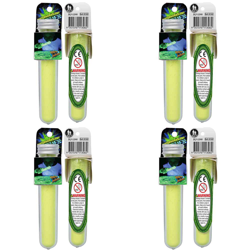 4PK Heebie Jeebies Test Tube Phosphorescent Powder Kids Toy Assorted 8+