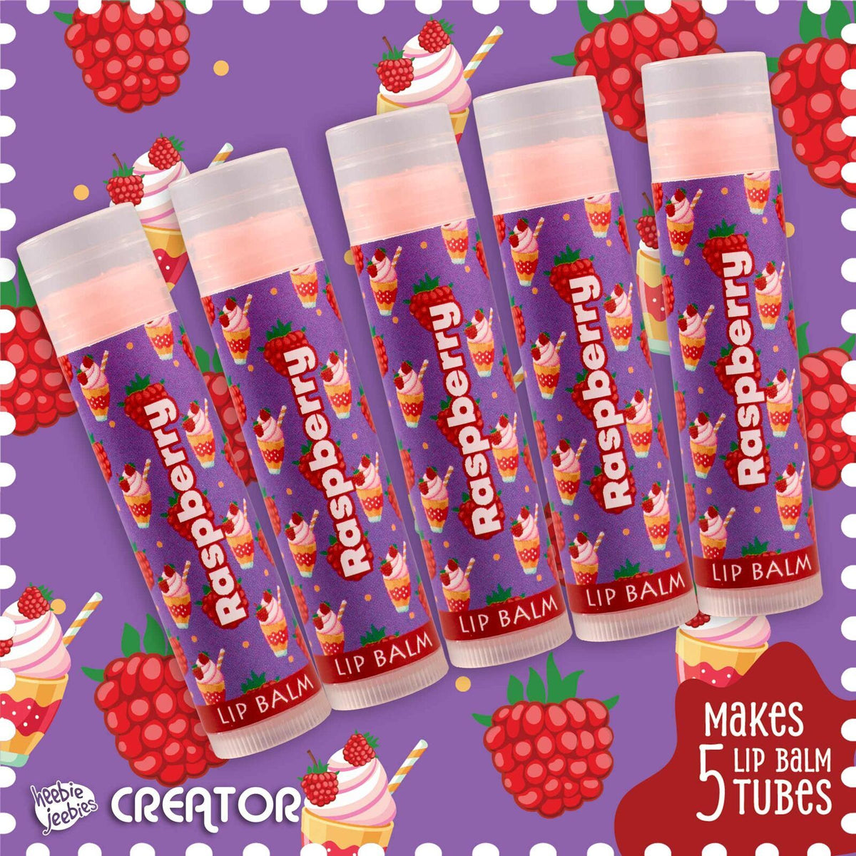 2PK Heebie Jeebies Creator Lip Balm Raspberry Sunday STEM Cosmetic Kit Kids 8y+