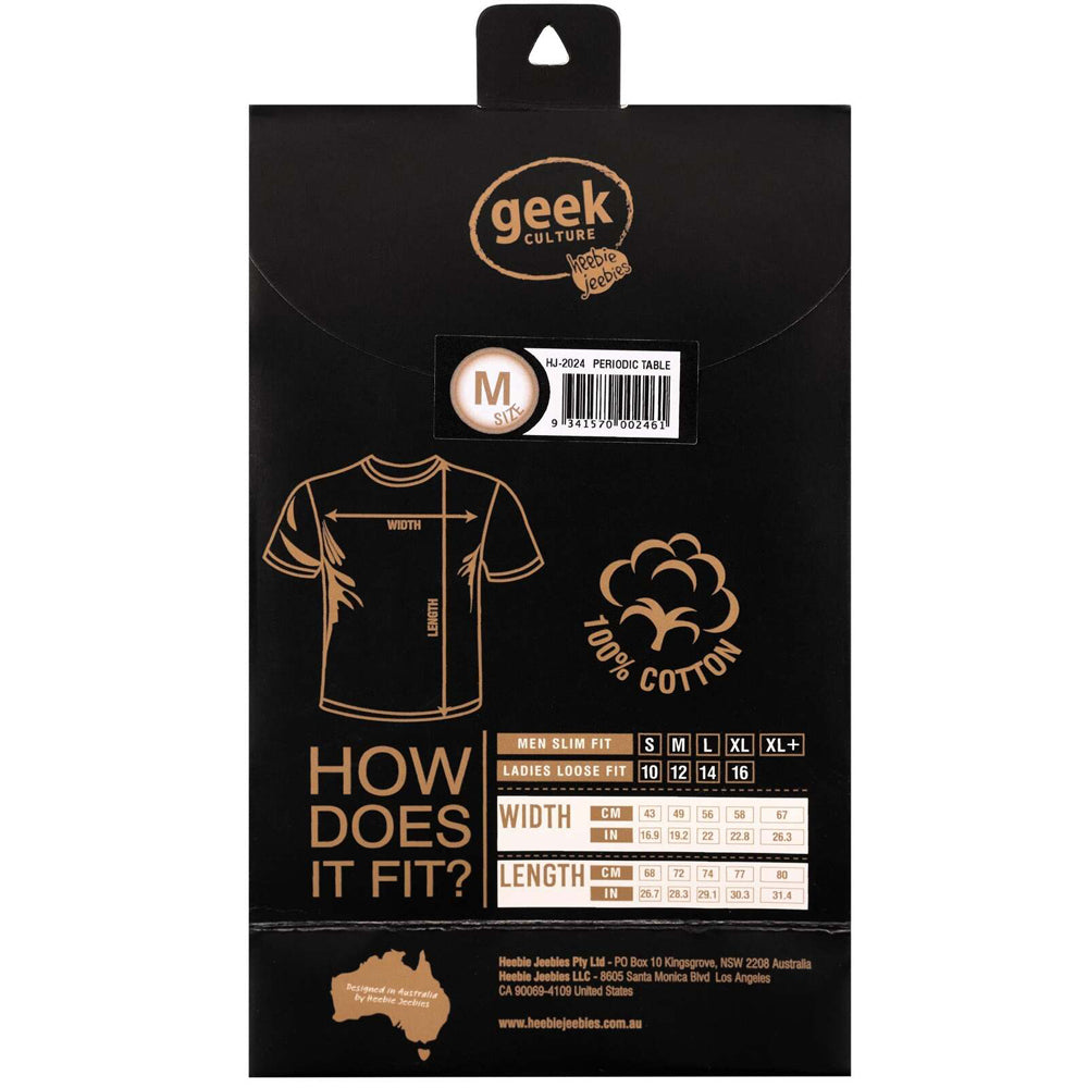 Geek Culture Men/Women Periodic Table Of Elements T-Shirt Black