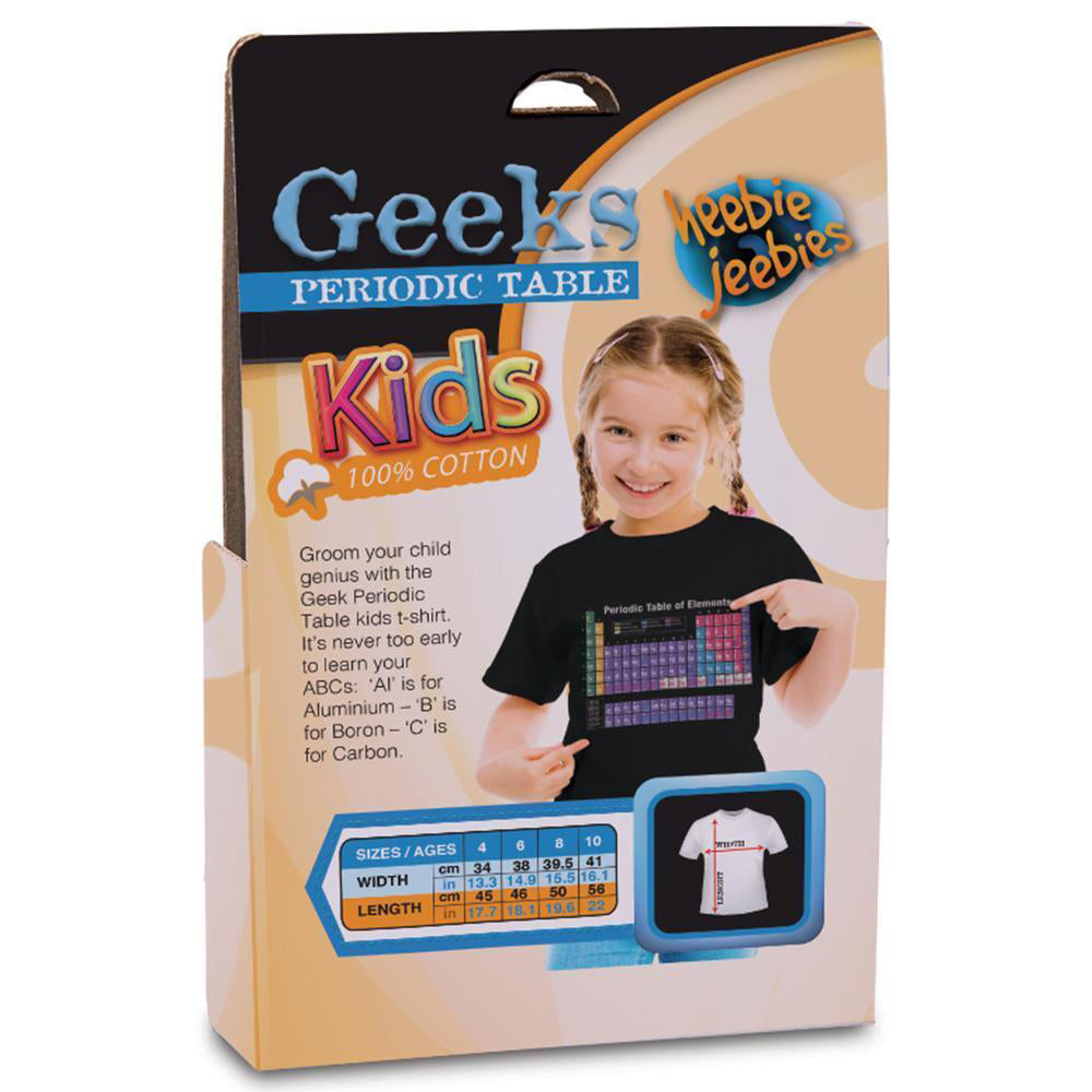 Geek Culture Kids Periodic Table Of Elements T-Shirt Size 4 Black
