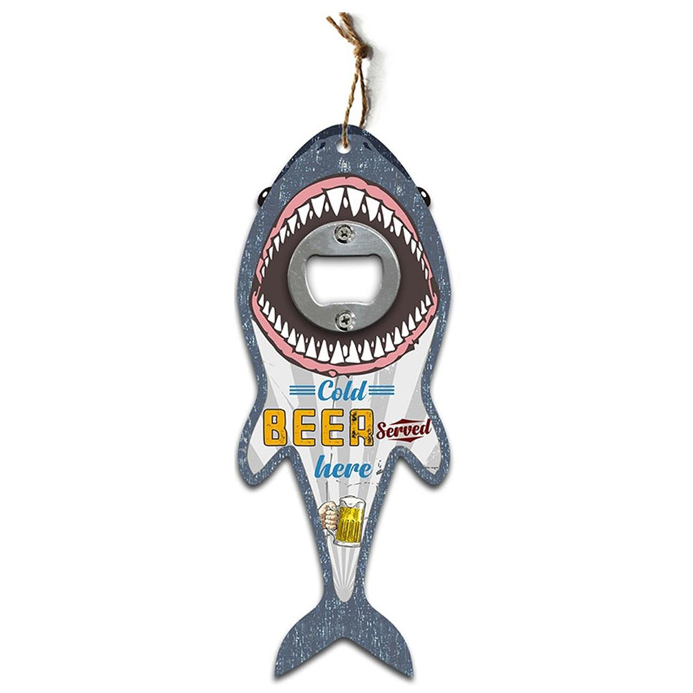 3PK Hanging Shark Bottle Opener 8x20cm MDF/Iron - Assorted