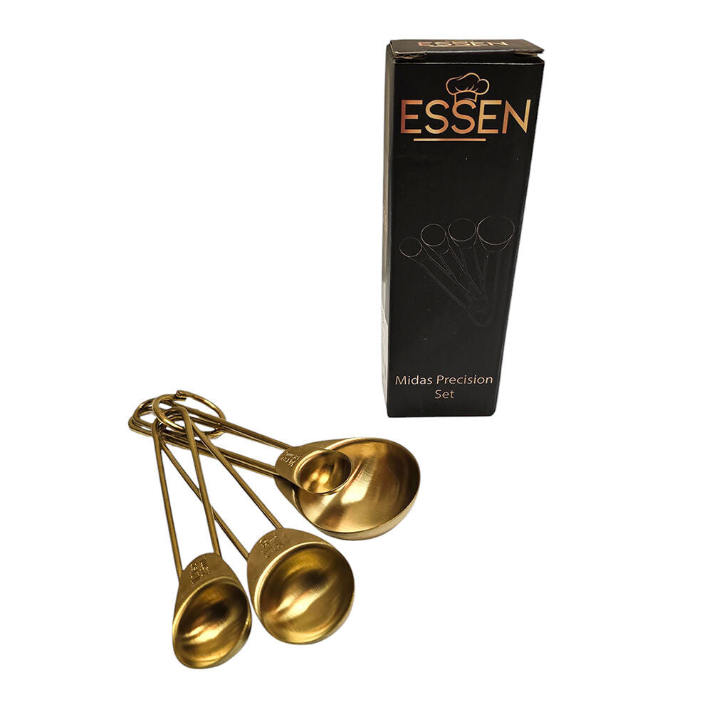 2x 4pc Essen Midas Gold Measuring Spoons Finish Stainless Steel Kitchen Tools