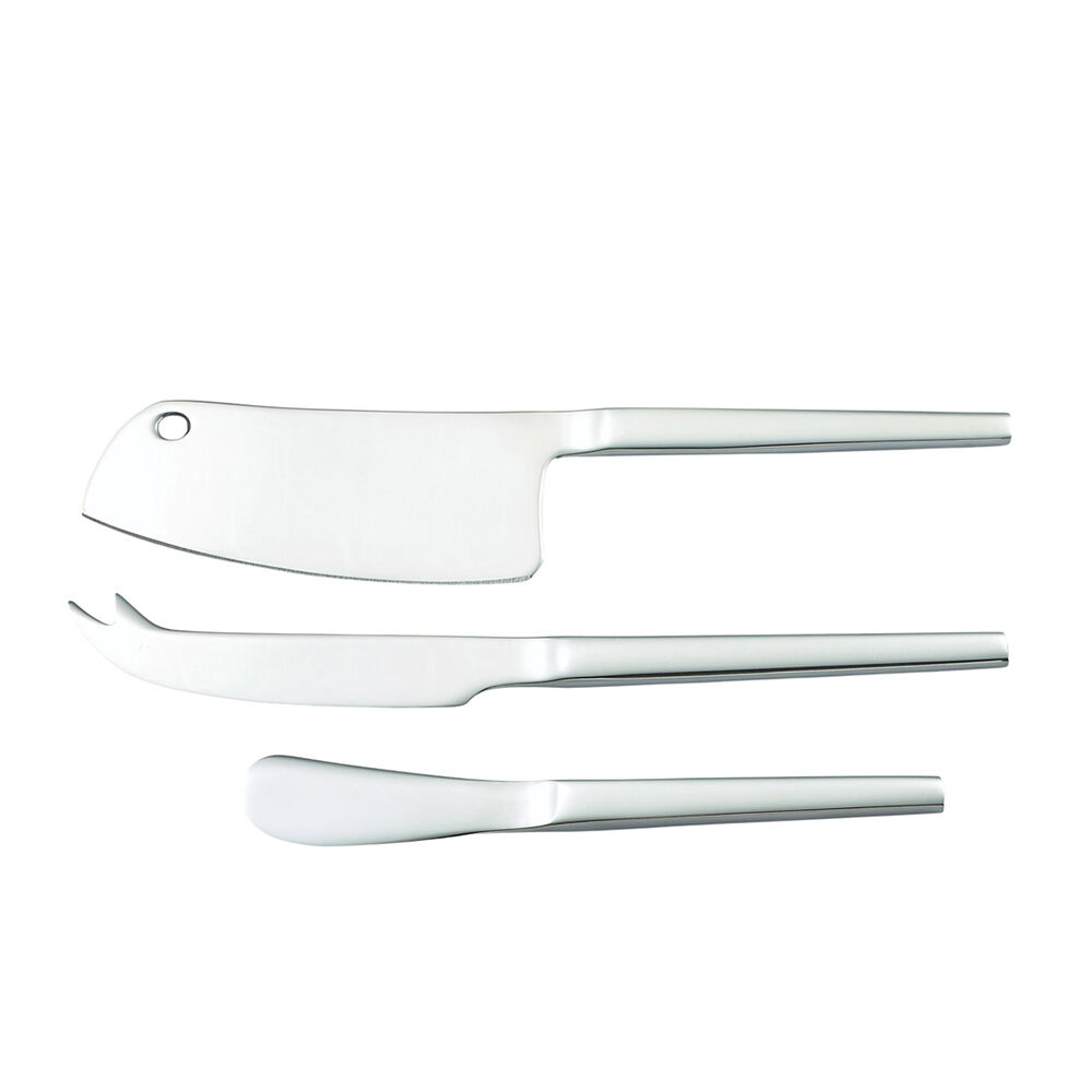 3pc Essen Silver Cheese Knife Set Stainless Steel Modern Cutlery Collection