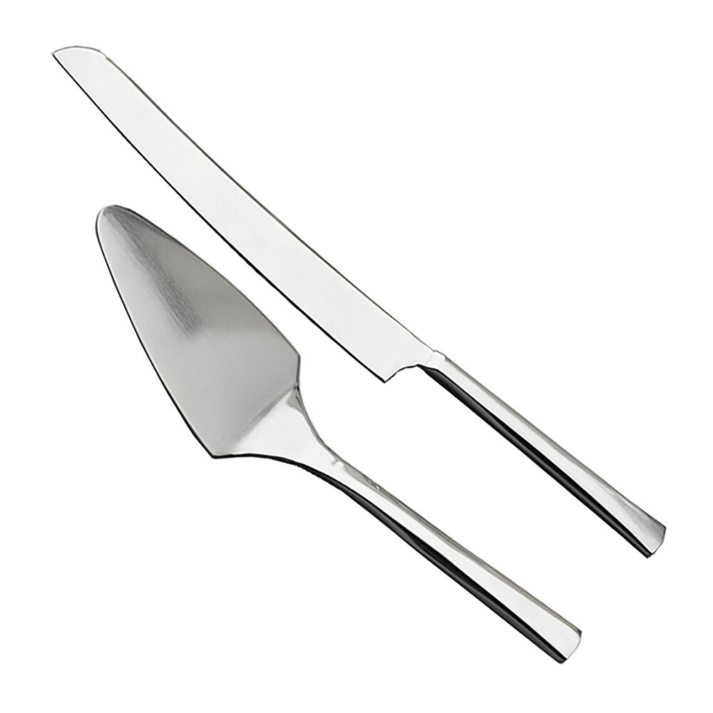 2pc Essen Silver Cake Serving Set Stand Stainless Steel Metal Tableware