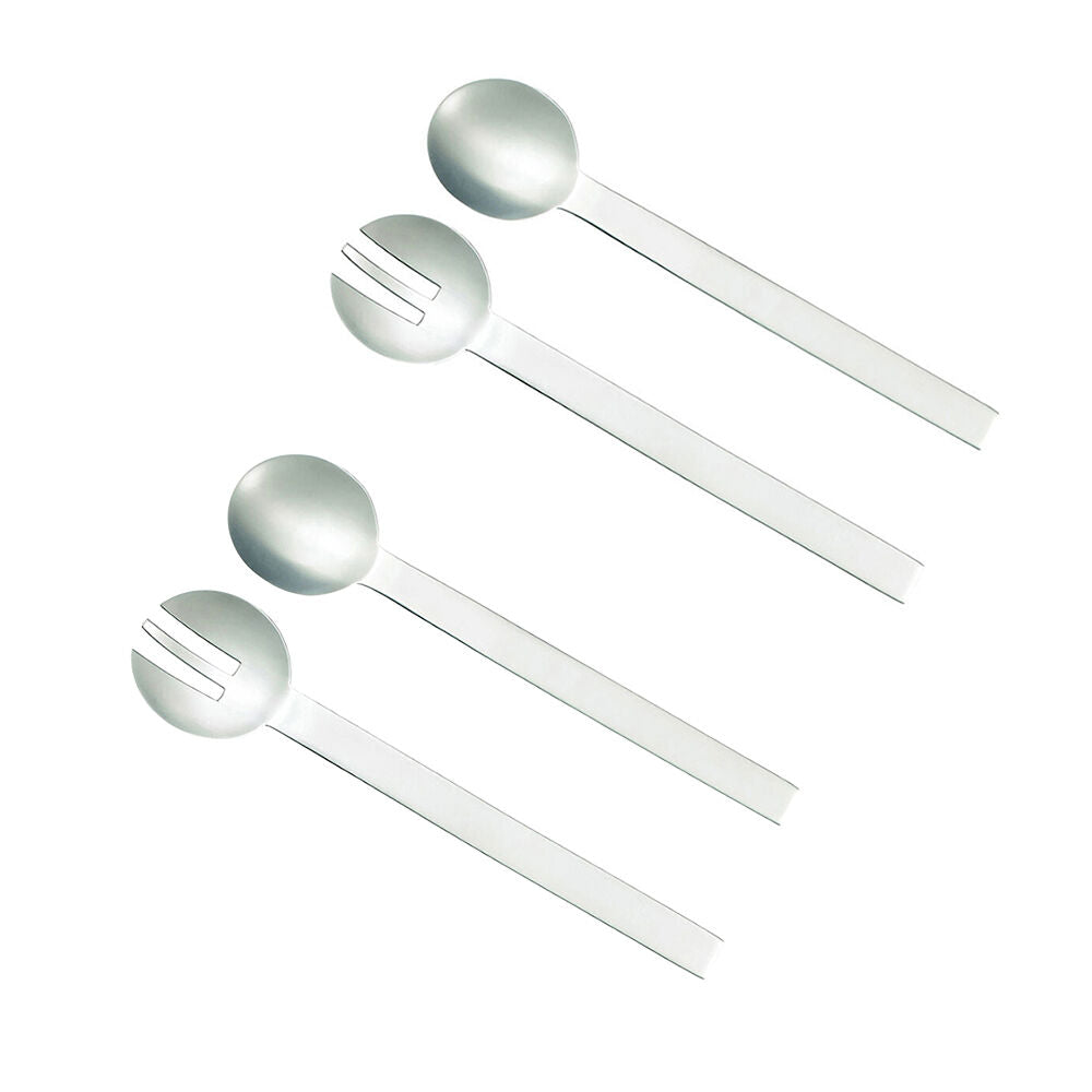 2x 2pc Essen Silver Salad Serve Set 29cm Spoon Fork Stainless Steel Serveware