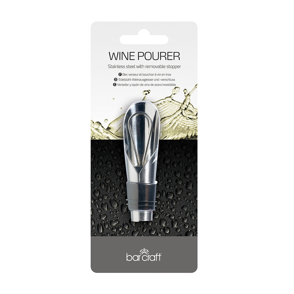 3PK Barcraft Stainless Steel Wine Pourer W/Removable Stopper