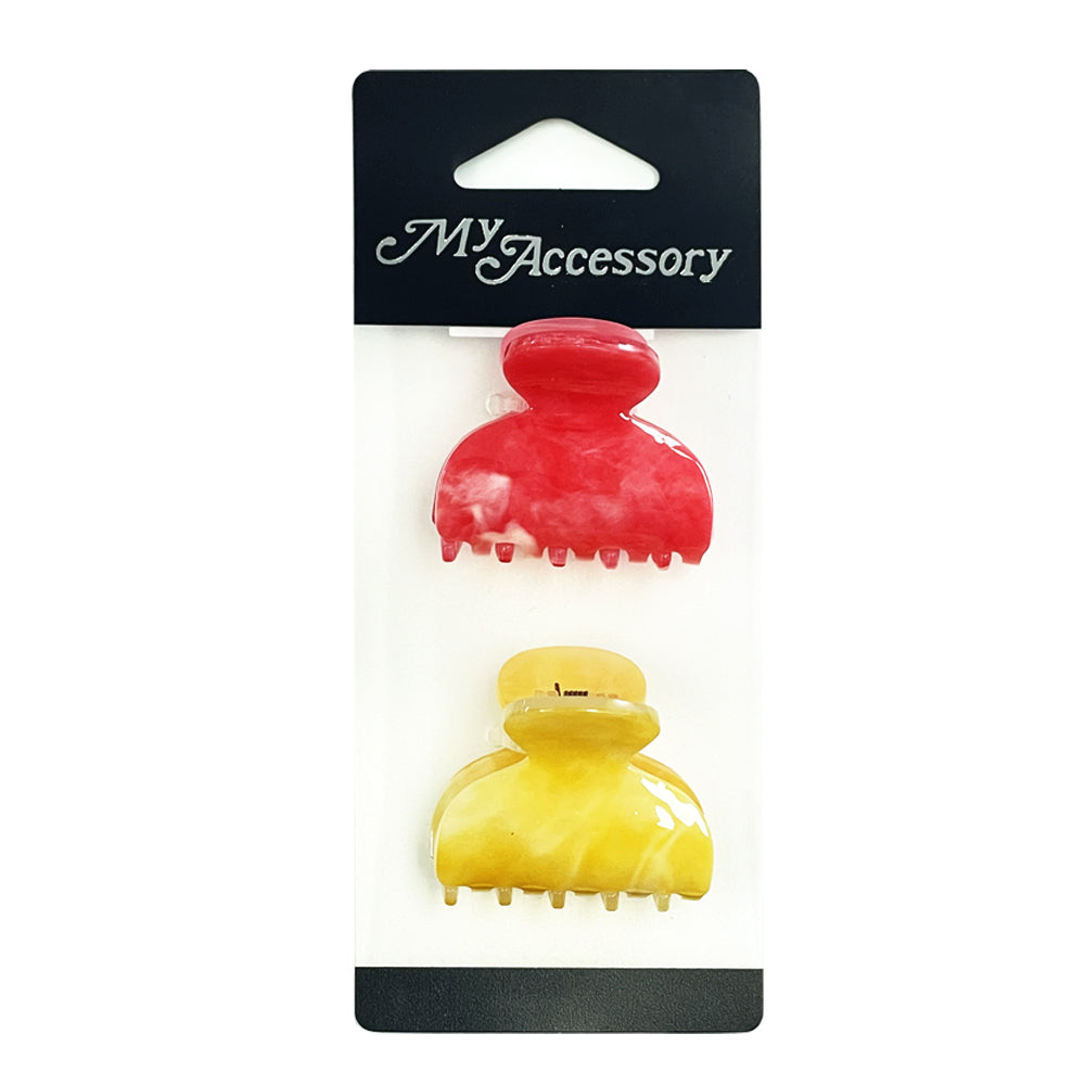 6x 2pc My Accessory Melrose 4cm Hair Clip Marble Accessory Assorted