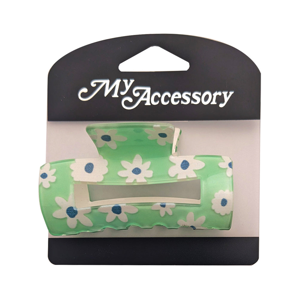 6PK My Accessory 7cm Melrose Hair Clip Flower Rectangle Resin Accessory Assorted