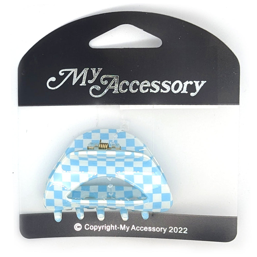 6PK My Accessory 5cm Melrose Hair Clip Check Mix Assorted